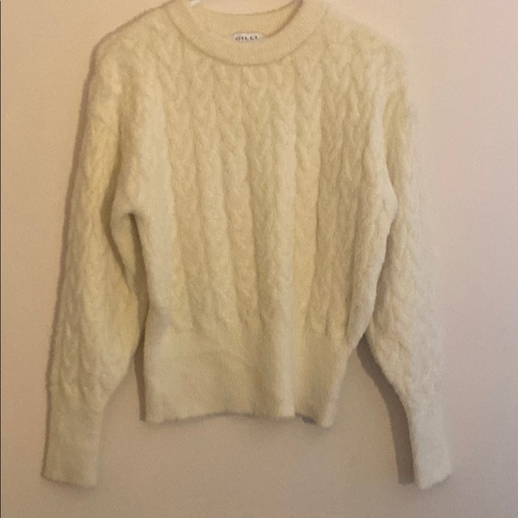 Gilli Women's Ivory/Cream Cable Knit Angora-Look Sweater - Picture 1 of 6